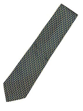 Charvet Men's 100% Silk Neck Tie Blue Background w/ Yellow Triangles • France